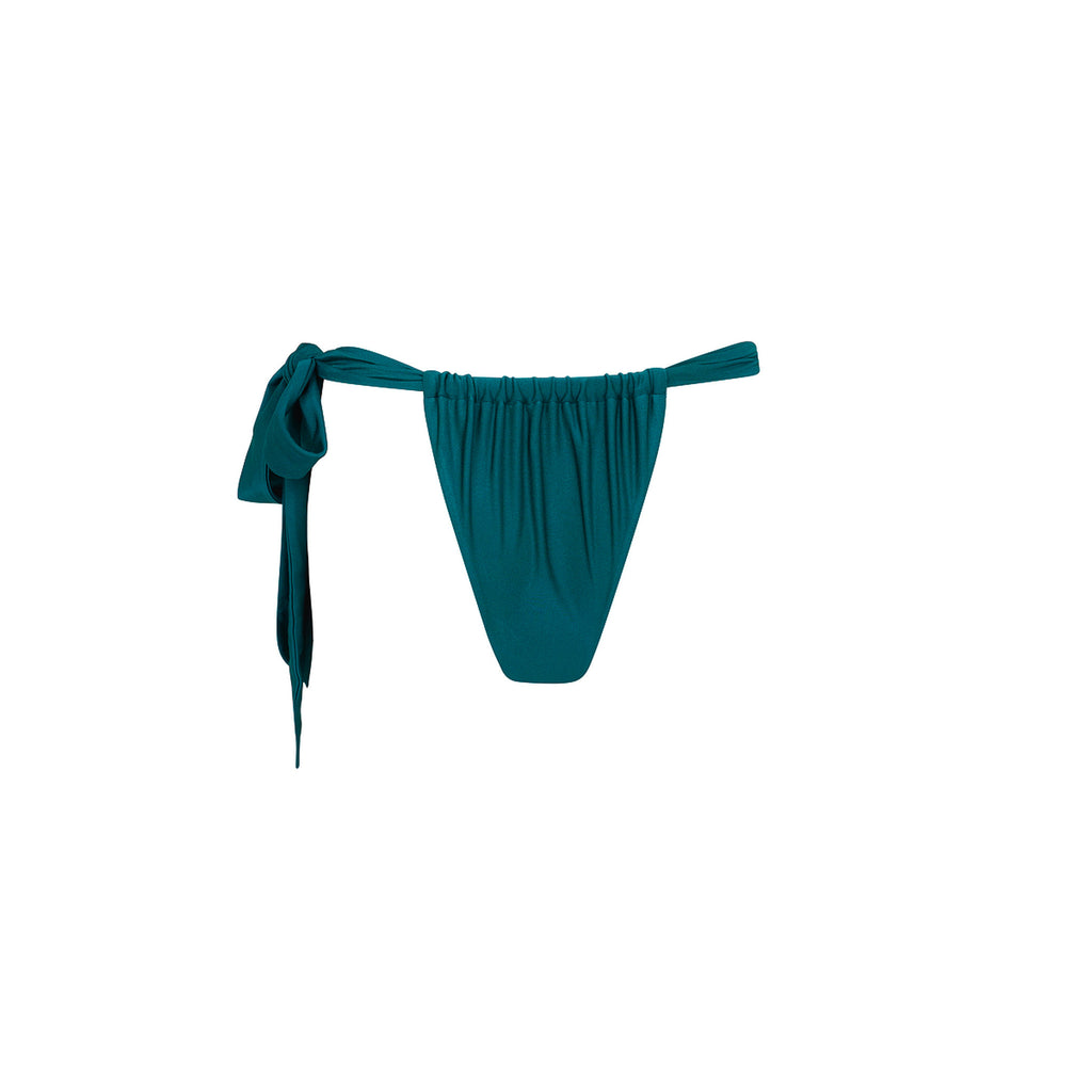 Soft Tie Ruched Thong Bikini Bottom