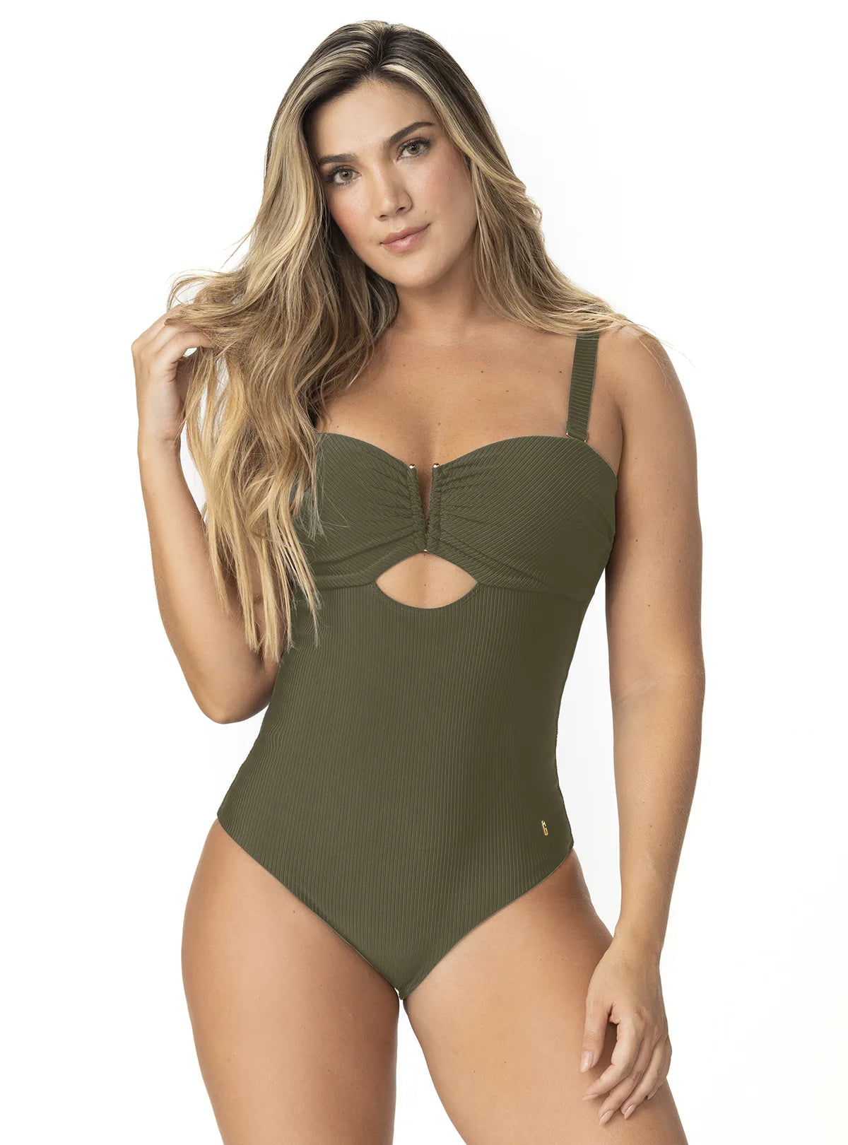 Strapless Ribbed One Piece