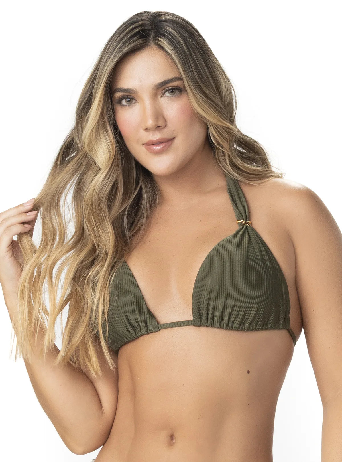 Ribbed Sliders Triangle Bikini Top