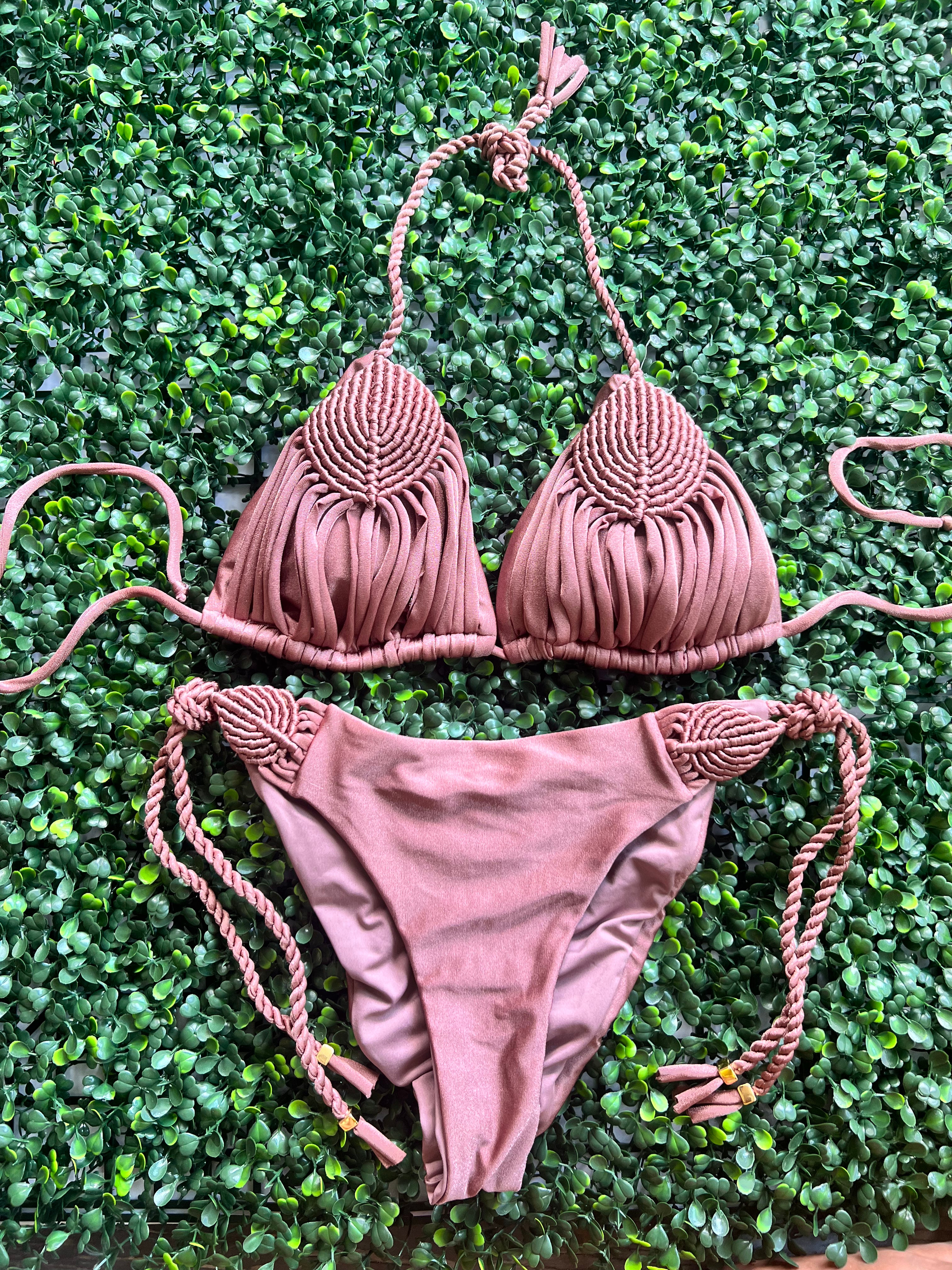 Macrame Swimwear Embroidered Design with Removable Cup Bra