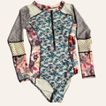 Vintage Long Sleeve Swimwear | Classic Printed One-Piece Design