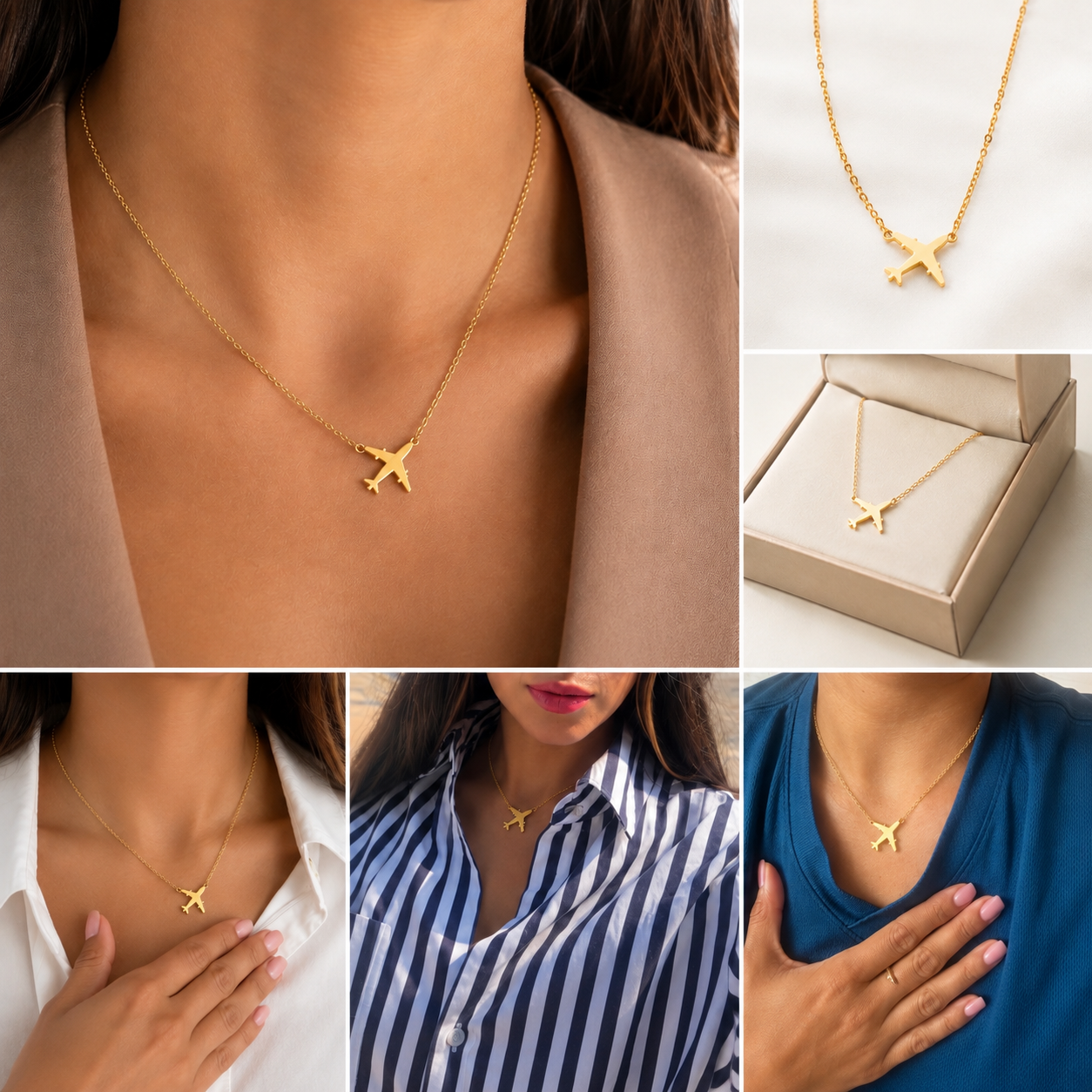Minimalist Airplane 18K Gold-Plated Necklace