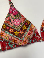 Boho Floral Triangle Bikini Set – Red Sunset