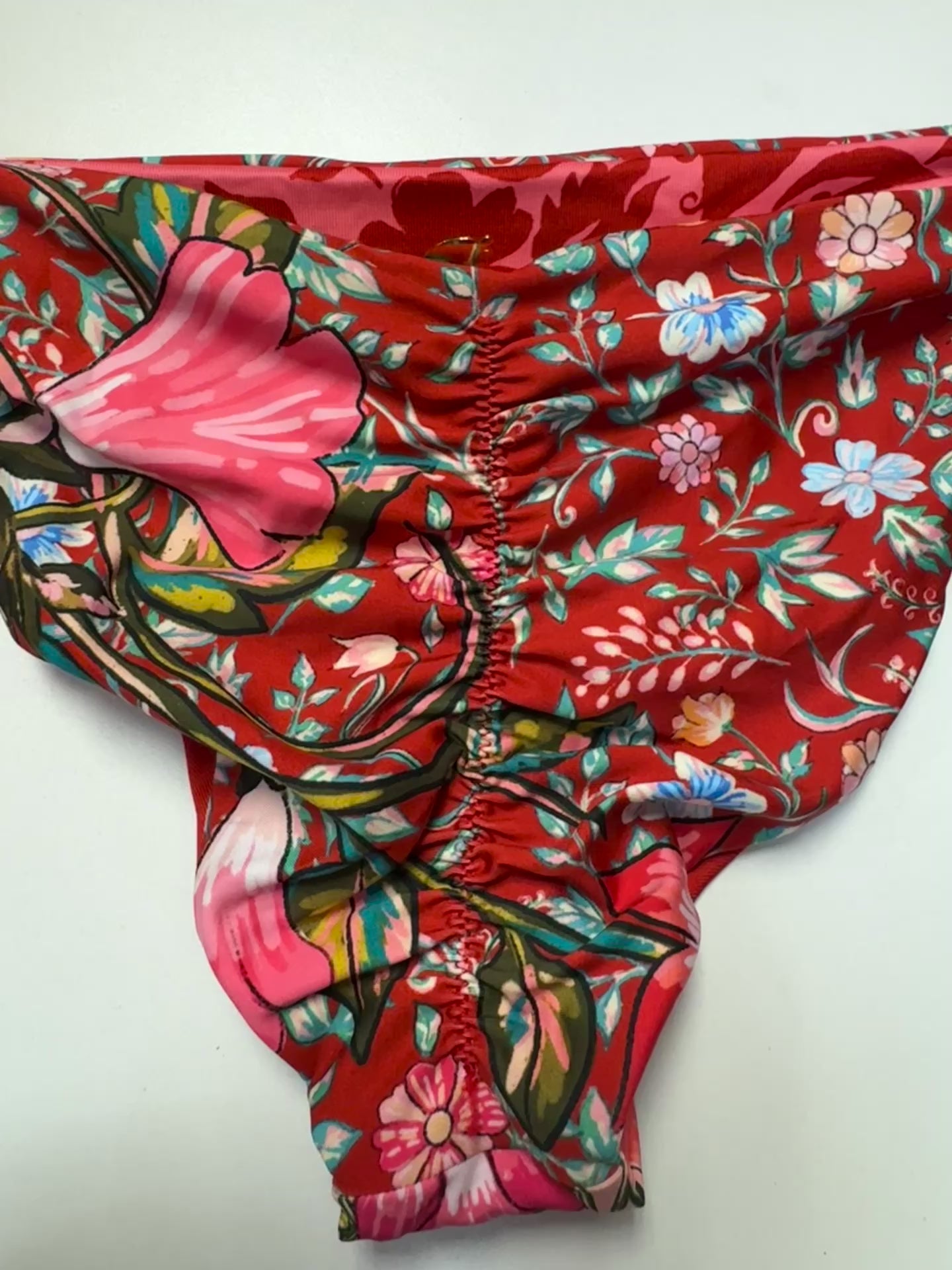 Boho Floral Triangle Bikini Set – Red Sunset