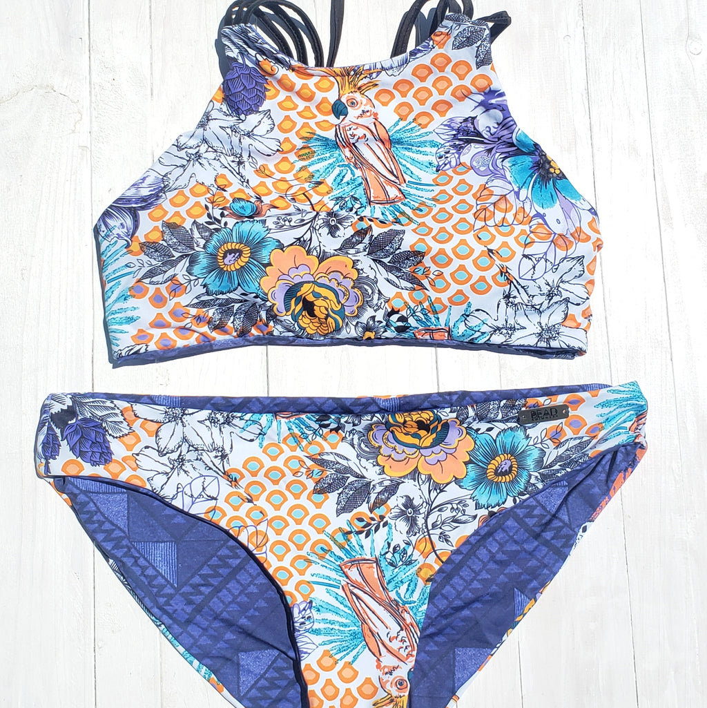 Sport Swimsuit | Retro Push Up Crop Top & Low Waist Bikini Set