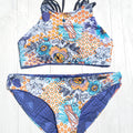 Sport Swimsuit | Retro Push Up Crop Top & Low Waist Bikini Set