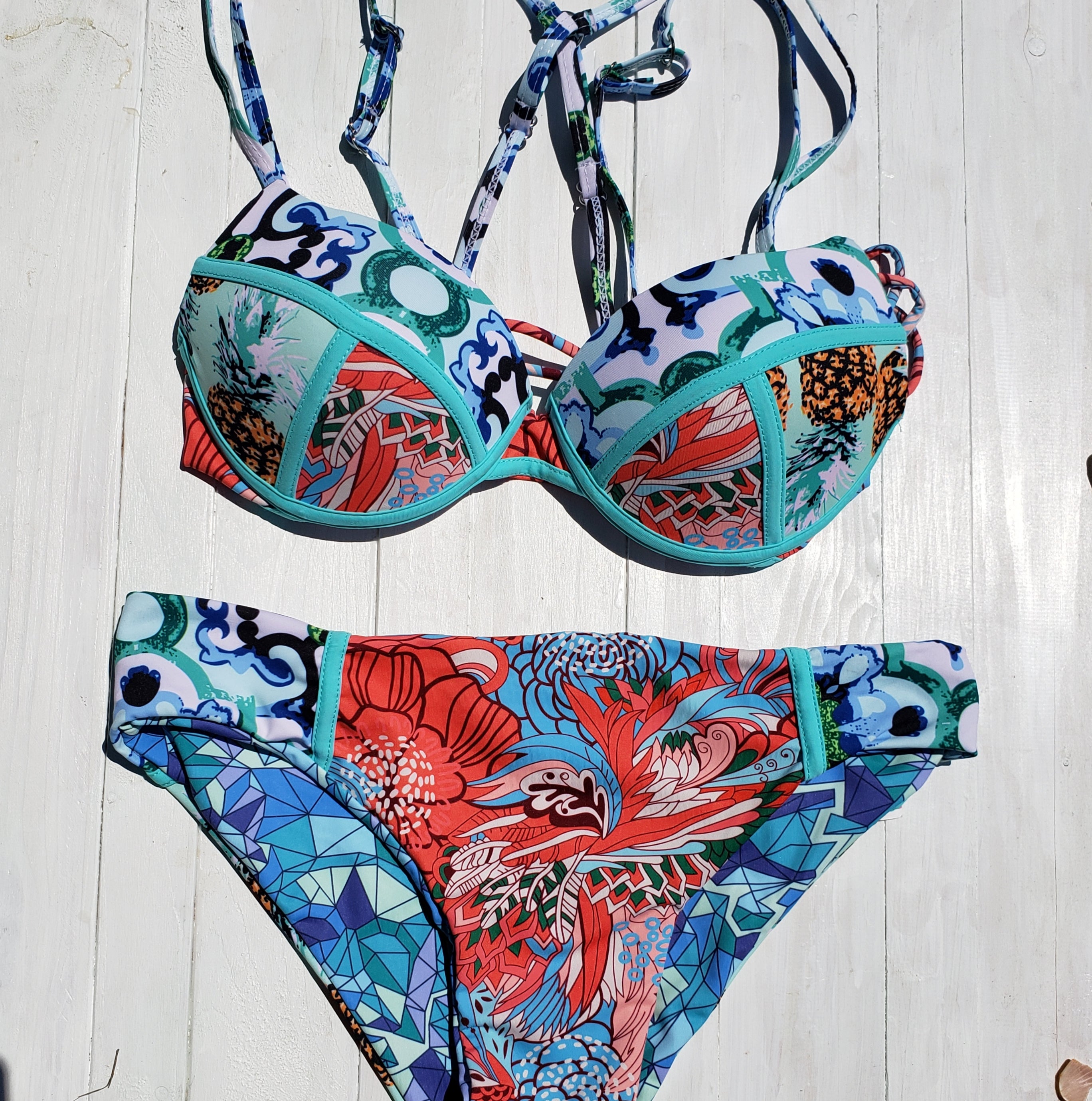 Swimwear Underwear | Vintage Printed Push Up Crop Top Bikini Set3