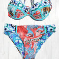 Swimwear Underwear | Vintage Printed Push Up Crop Top Bikini Set