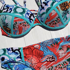 Swimwear Underwear | Vintage Printed Push Up Crop Top Bikini Set2