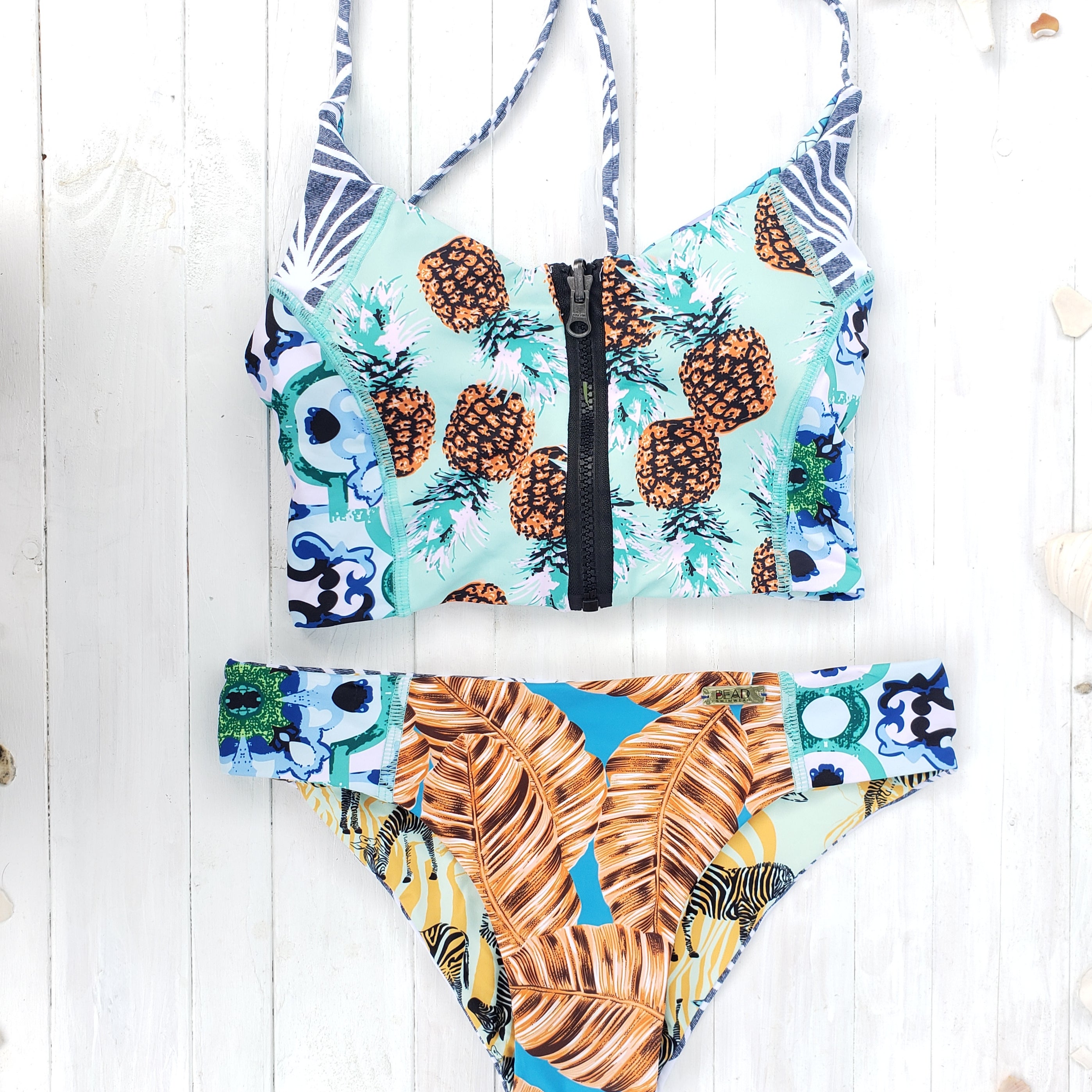 Sport Swimsuit | Printed Low Waist Bikini & Crop Top Set