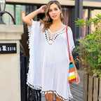 Trendy Beach Tunic Swimsuit White Bikini Cover Up for Women