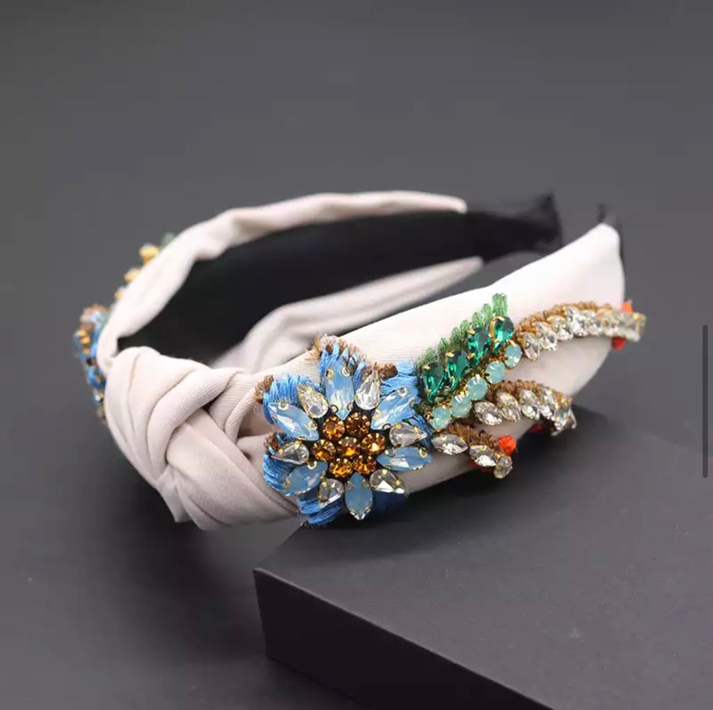 Stylish Nude Fabric Headband with Stone | Elevate Your Look3