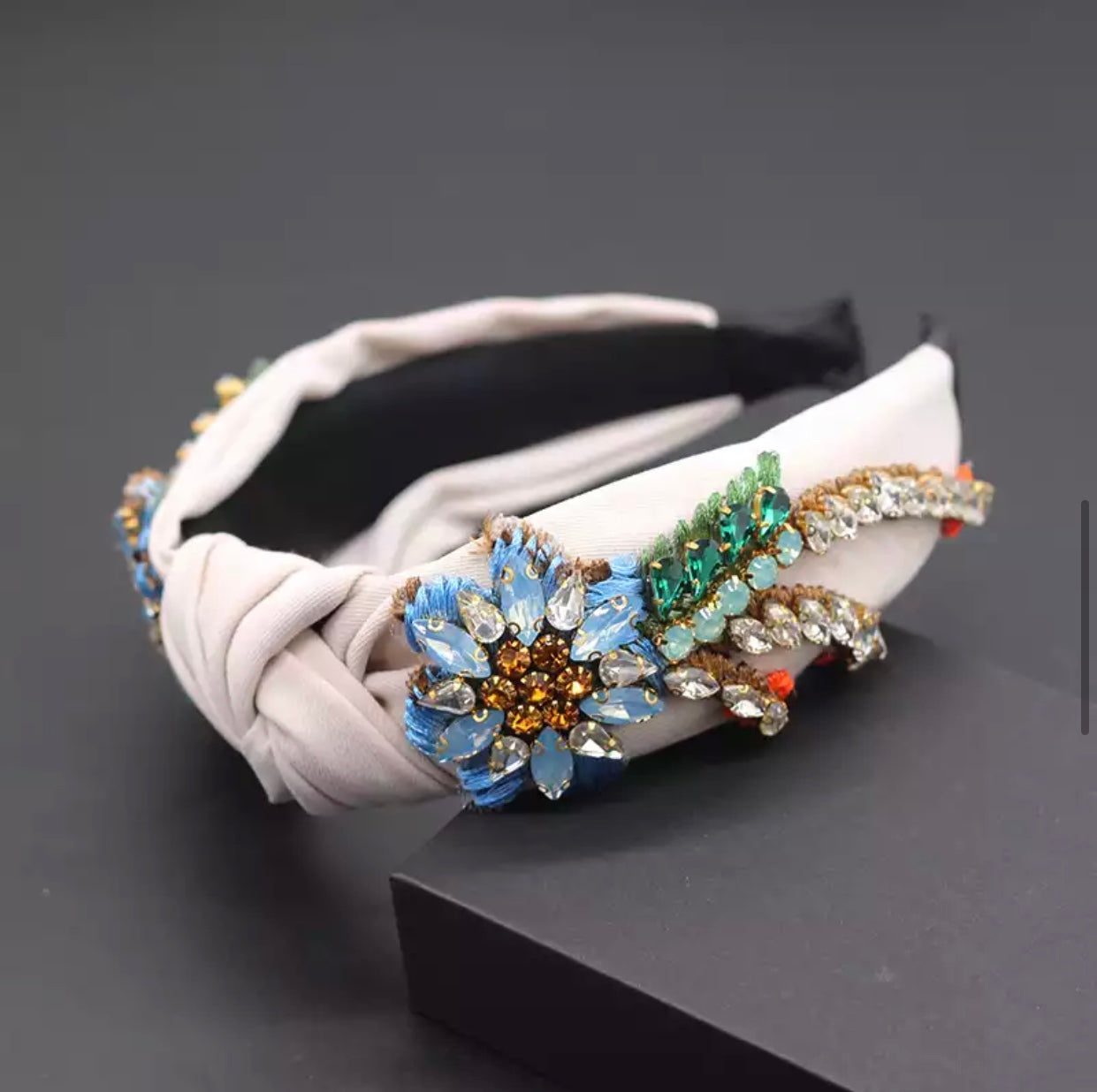 Stylish Nude Fabric Headband with Stone | Elevate Your Look3
