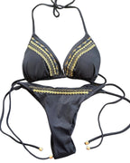 Triangle Swimsuit  Beautiful Two-Piece with Handmade Gold Details3