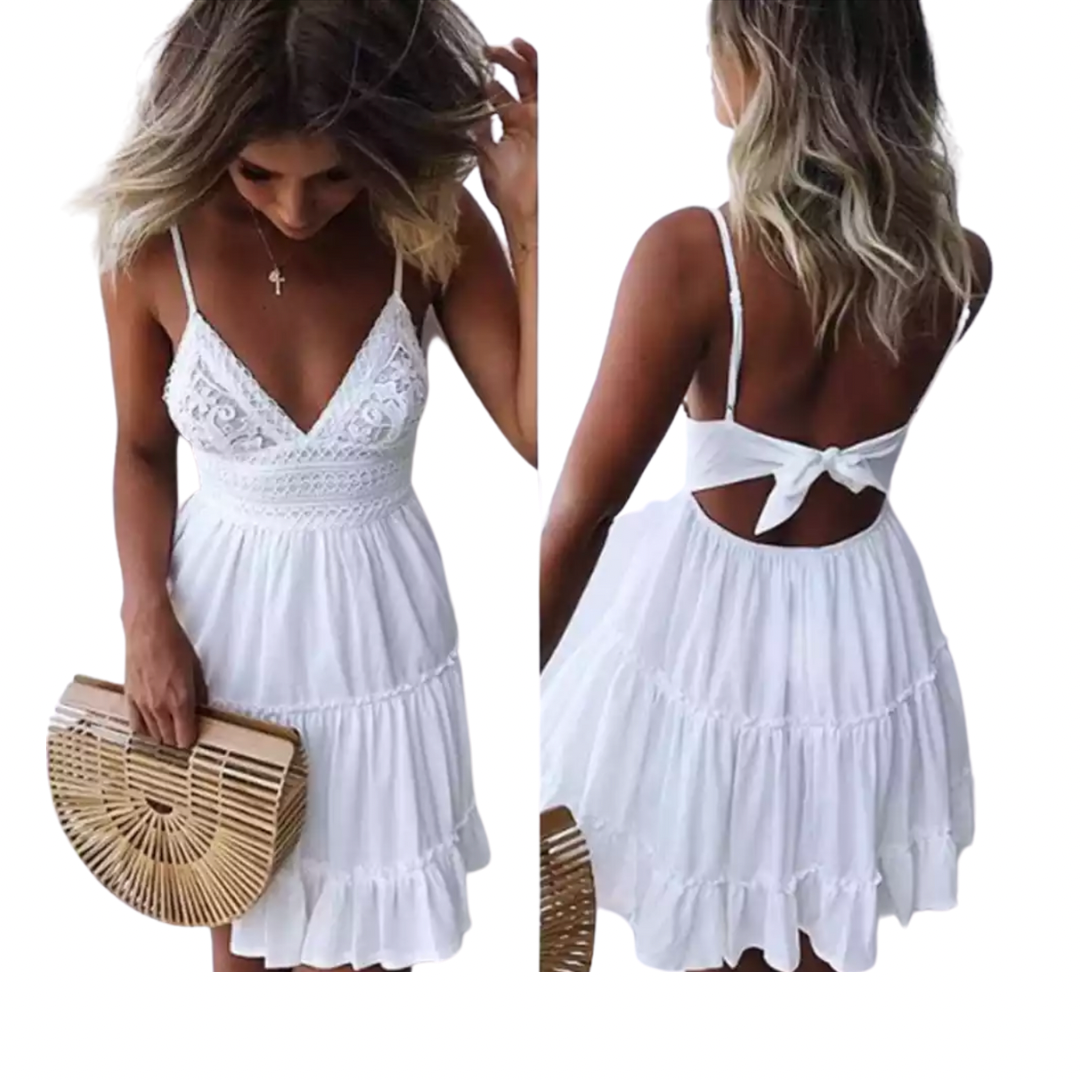 Curvy Dresses for Plus Size Ladies Strap Deep V Neck Mini Style4