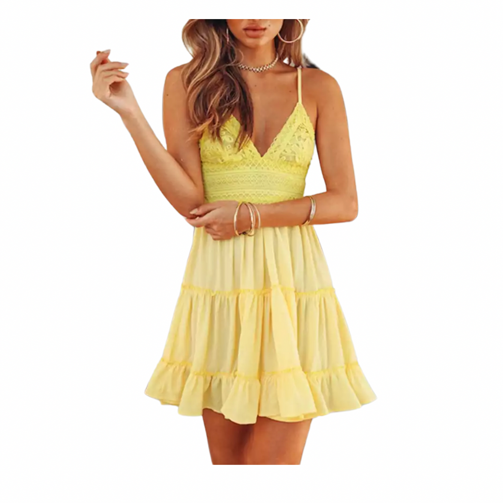 Curvy Dresses for Plus Size Ladies Strap Deep V Neck Mini Style3