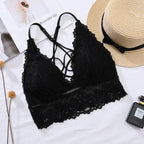 Lace Sexy Bralette | V-neck Cross Straps Push Up Backless, Free Size3