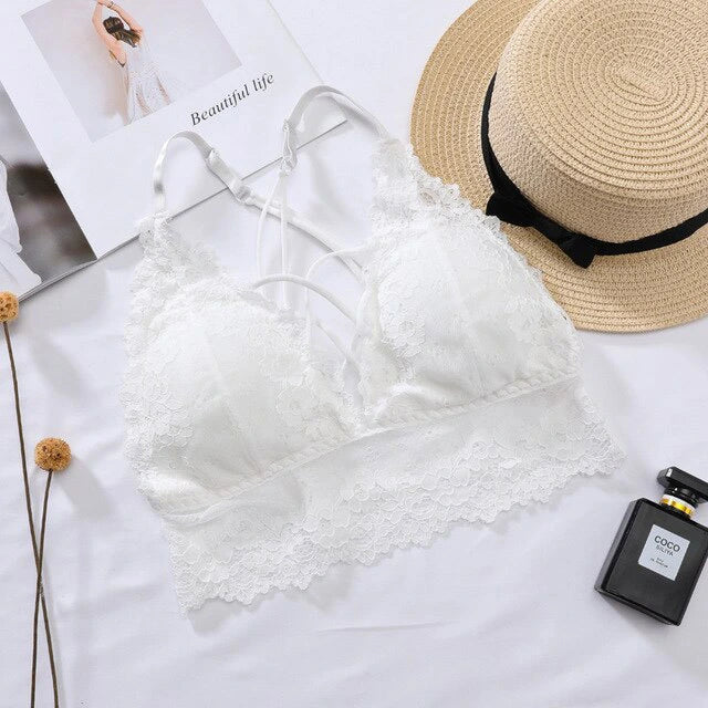 Lace Sexy Bralette | V-neck Cross Straps Push Up Backless, Free Size2