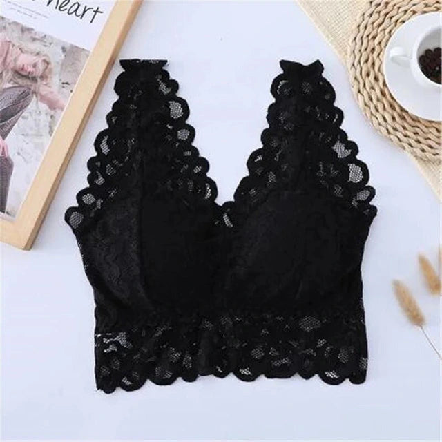 Women Lace Sexy Bralette | V-neck Cross Straps Push Up Backless
