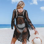 Black Crochet Bikini Cover Up Beachwear2