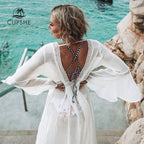 Trendy Crochet Bikini Cover Up with Fringe Trim Lace Ideal Swimwear2