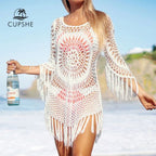 Elegant White Crochet Bikini Cover Up | Perfect Beachwear Swimsuit2