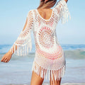 Elegant White Crochet Bikini Cover Up Perfect Beachwear Swimsuit