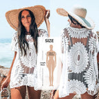 Timeless White Crochet Bikini Cover Up with Fringe Trim for the Beach
