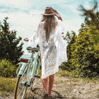 White Crochet Sleeveless Tunic Cover Up Sexy Dress
