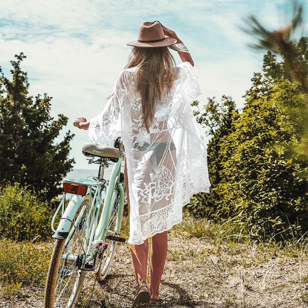 White Crochet Sleeveless Tunic Cover Up Sexy Dress