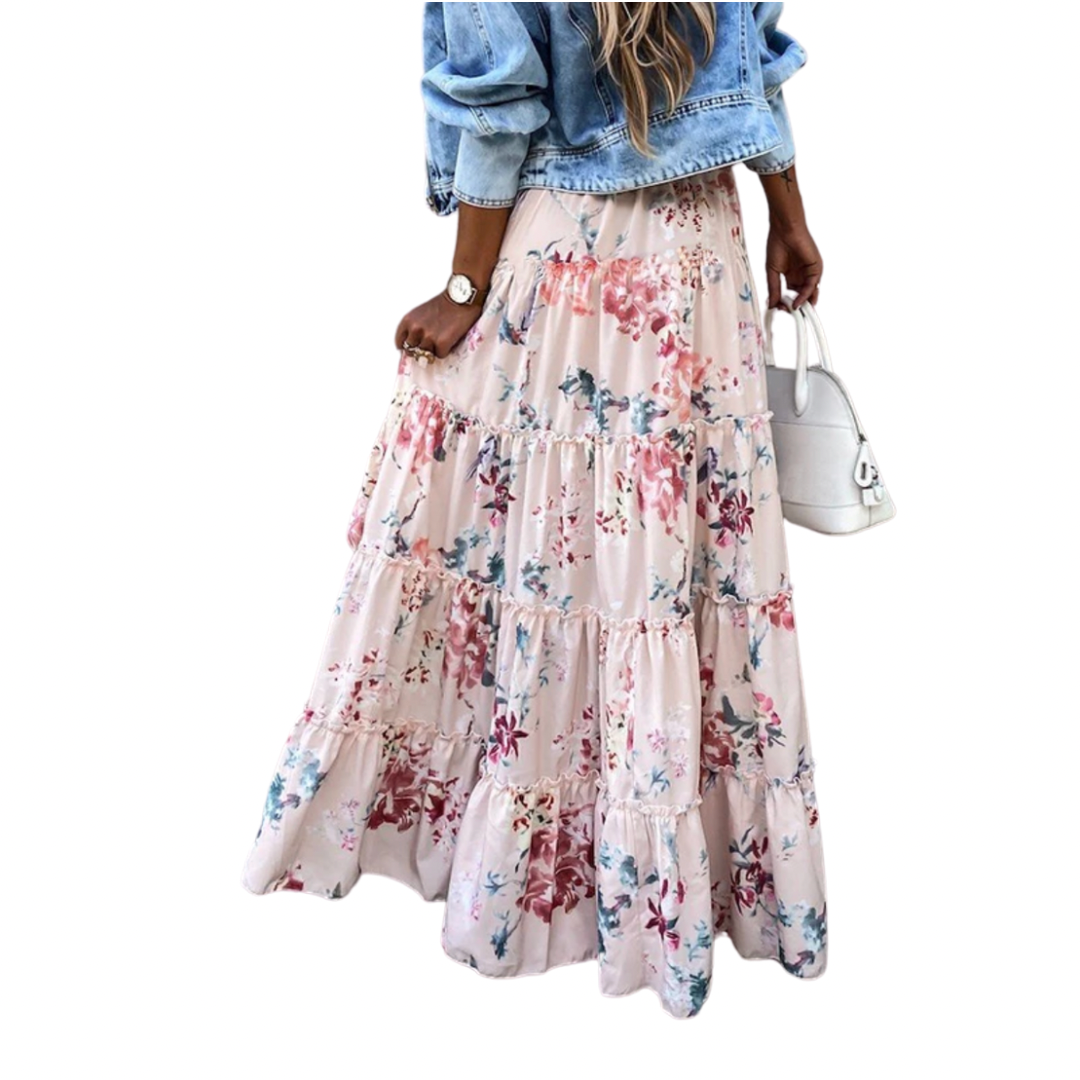 trendy floral print long skirt for women