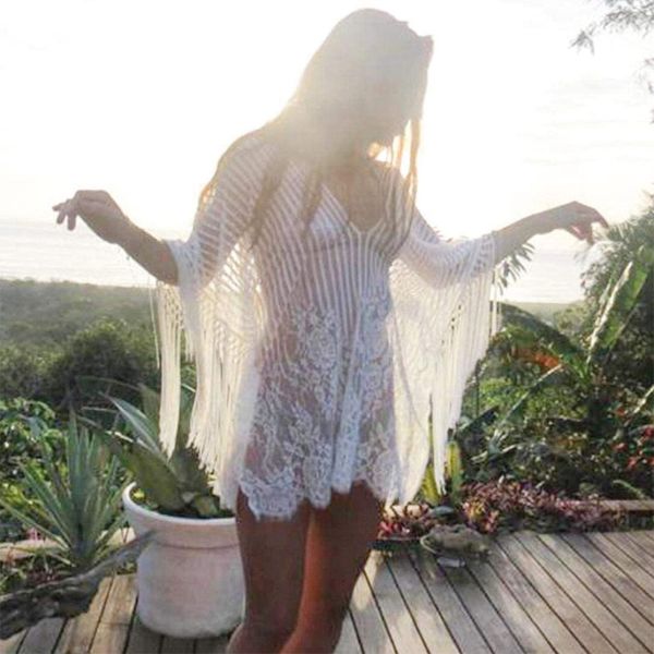 Trendy Summer Pareo Beach Cover Up  Classic White Swimwear