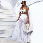 summer swimwear see through polka maxi skirt